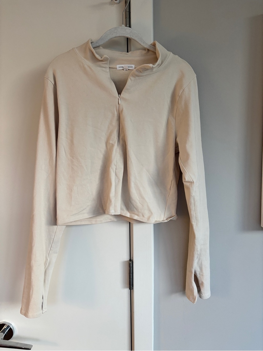 Good American Soft Cream Jacket with Zip Detail